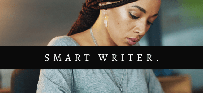 Cover image for How I Use Writing Prompts to Help Me Be a Better Writer by Aigner Loren Wilson. A Black person with long braids sitting at a desk looking through a book. Over the picture of the person are the words smart writer.
